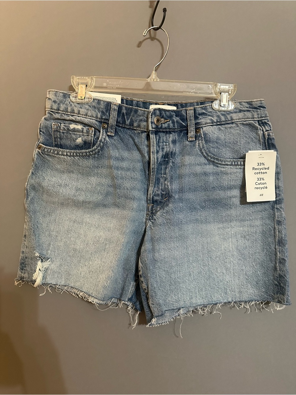 H&M Distressed Light Blue Denim Shorts
